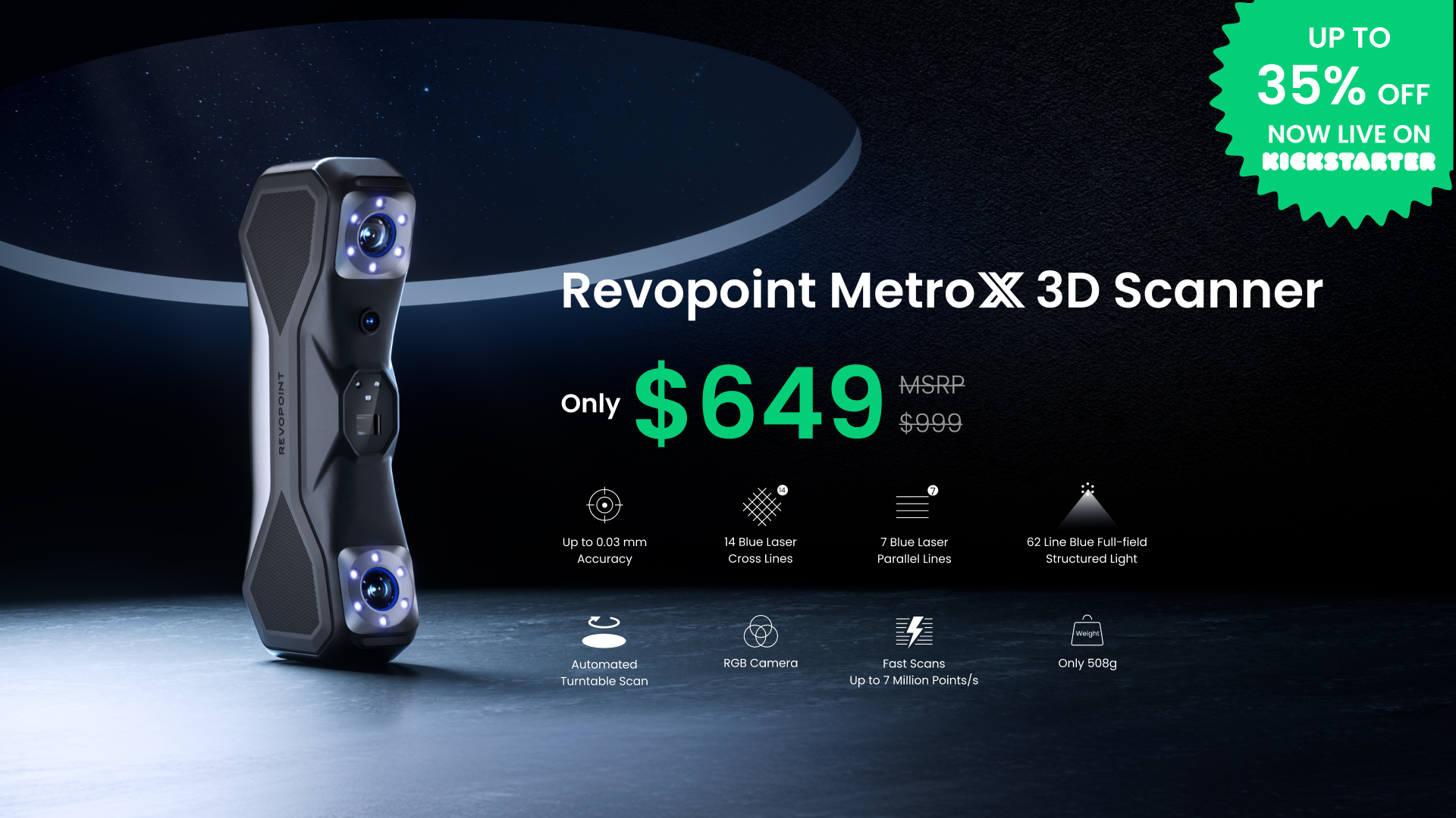 Revopoint MetroX 3D Laser Scanner Launches on Kickstarter