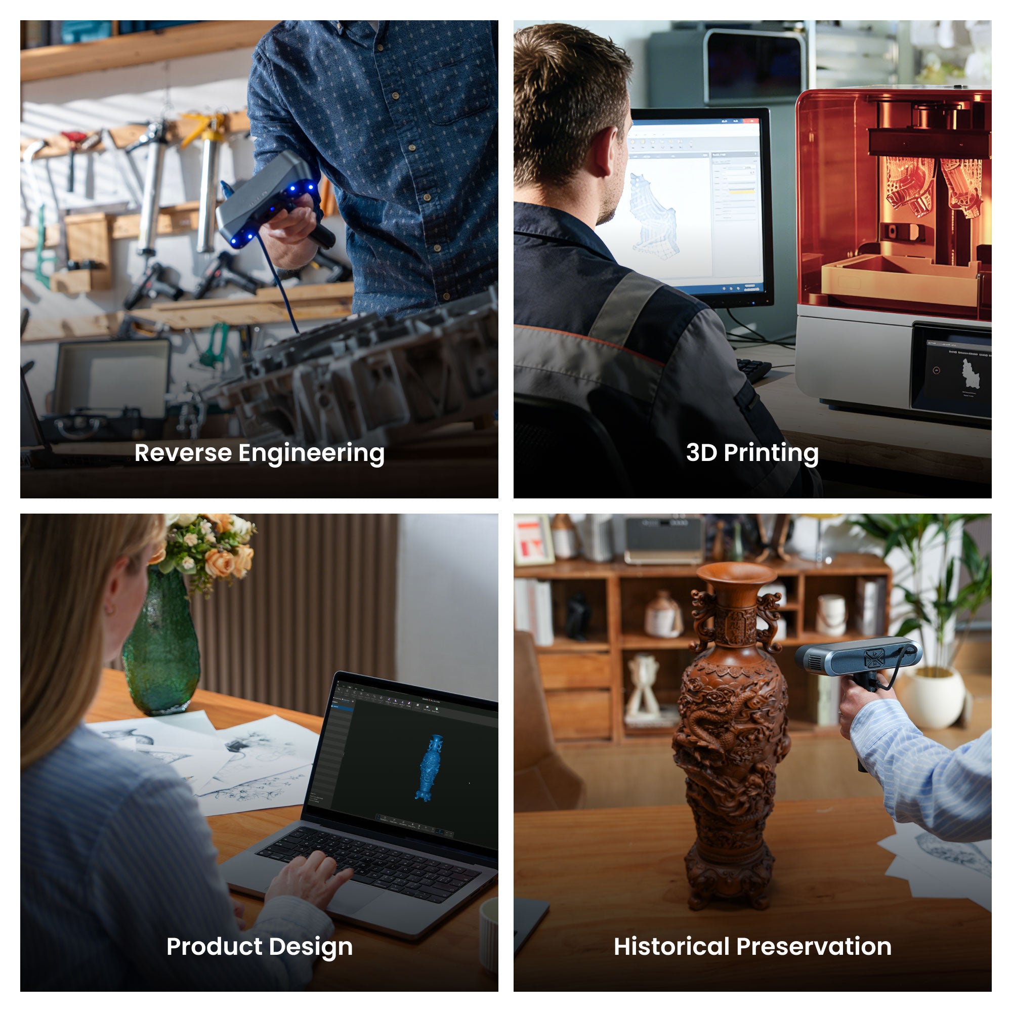 Revopoint POP 4: 5-in-1 Versatile 3D Scanner with Blue Laser & Infrared Light
