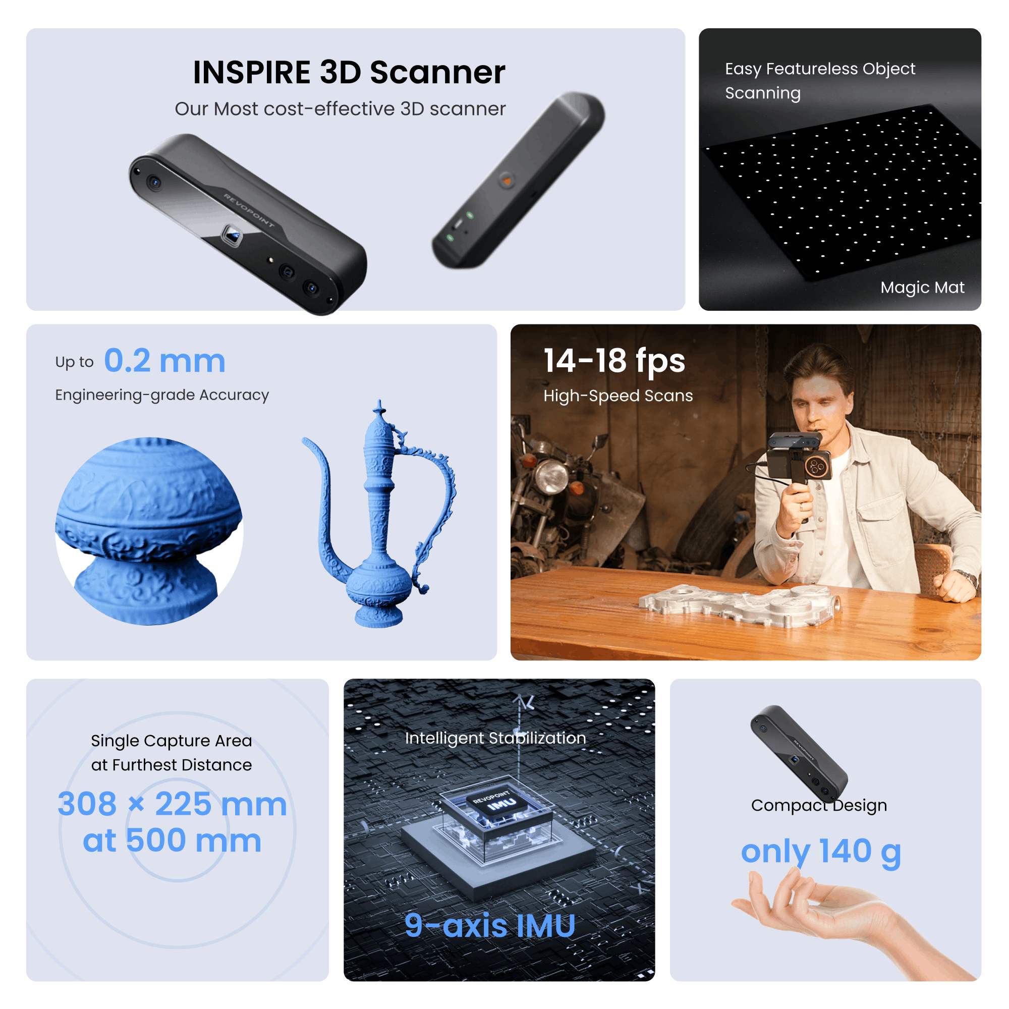 Revopoint INSPIRE: User-friendly Cost-effective 3D Scanner for 3D Printing